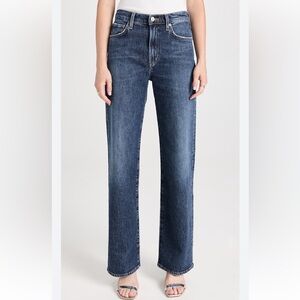 NWT retail $228 size 26P AGOLDE Dark Blue high-rise wide leg Straight Leg Jeans